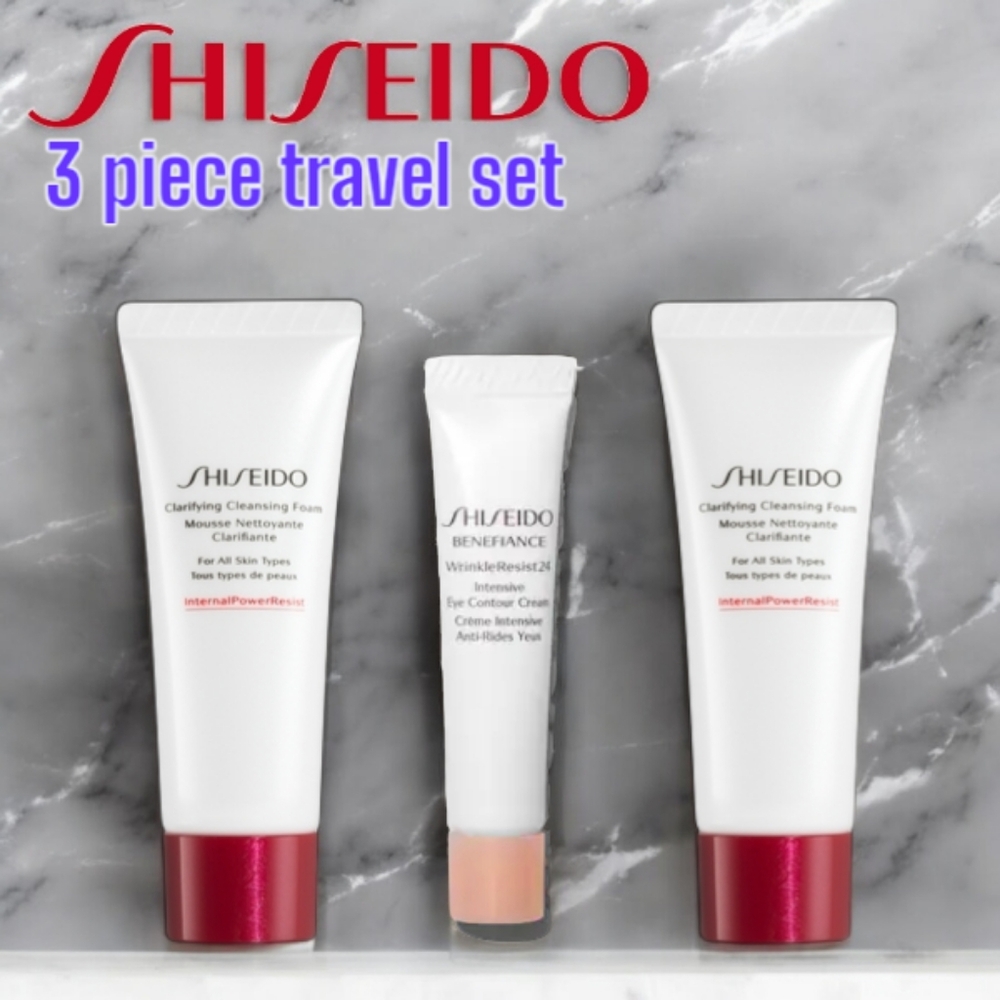 Shiseido 3 Piece Travel Set (Clarifying Cleanser & Wrinkle Resist Eye Contour)